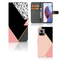 Motorola Edge 30 Ultra | Book Case | Zwart Roze Vormen - thumbnail