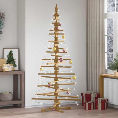 Houten kerstboom met standaard Bruin 210 cm Massief grenenhout Houten kerstboom met standaard Bruin 210 cm Massief grenenhout