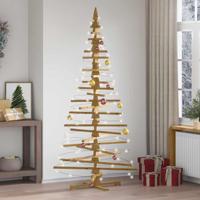 Houten kerstboom met standaard Bruin 210 cm Massief grenenhout - thumbnail