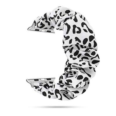 Elastisch scrunchie nylon bandje - Wit / zwart - Geschikt voor Apple Watch 38mm / 40mm / 41mm / 42mm Elastisch scrunchie nylon bandje - Wit / zwart - Geschikt voor Apple Watch 38mm / 40mm / 41mm / 42mm