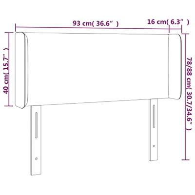 Hoofdbord met randen 93x16x78/88 cm fluweel roze