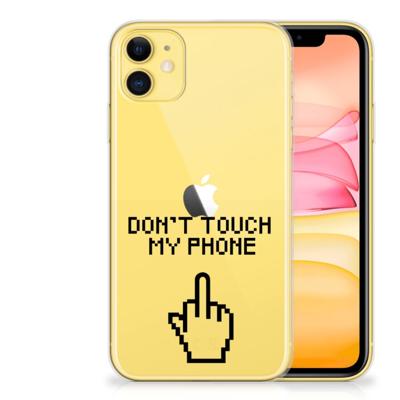 Apple iPhone 11 Silicone-hoesje Finger Don't Touch My Phone Apple iPhone 11 Silicone-hoesje Finger Don't Touch My Phone