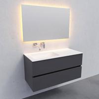 Badkamermeubel Solid Surface BWS Oslo 100x46 cm Links Mat Antraciet (zonder kraangaten) - thumbnail
