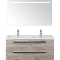 Seville Badmeubelset 120 cm - 2 Laden Craft Oak - Wastafel Djazz Dubbel met Sence Spiegel - thumbnail