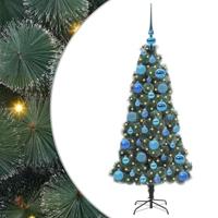 VidaXL Kunstmatige voorverlichte kerstboom met bal set groen 120 cm - thumbnail