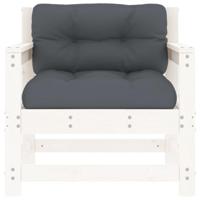 Tuinstoelen met kussens 2 st massief grenenhout wit - thumbnail