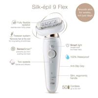 Braun Silk-épil 9 Flex 9-010 - Epilator Voor Vrouwen Met Flexibele Kop Voor Ontharen, Wit/Goud - thumbnail
