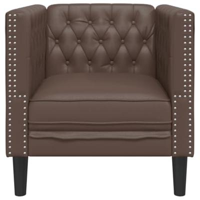 Fauteuil Chesterfield-stijl kunstleer bruin - thumbnail
