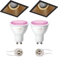 Philips Hue LED Spot GU10 - Mat Zwart/Goud - Kantelbaar - 93mm - White and Color Ambiance Bluetooth - thumbnail