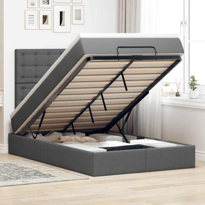 Ottoman bed met matras en LED's 120x190 cm stof donkergrijs