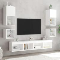 Tv-wandmeubels met LED-verlichting 2 st 30x28,5x30 cm wit - thumbnail