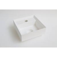 INK Fontein Vice Polystone Met Kraangat Incl Verzonken Open Plug 27x27x9 cm Mat Wit - thumbnail
