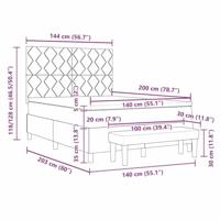 Boxspring bed met matras Lichtgrijs 140 x 200 cm Fluweel - thumbnail