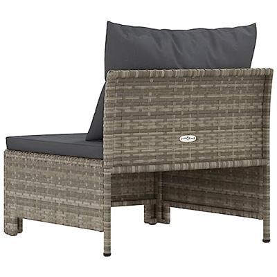 Tuinmiddenbank met kussens poly rattan grijs - thumbnail