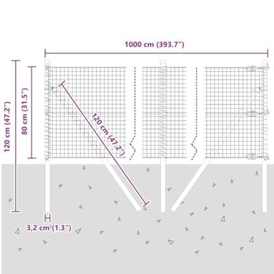 VidaXL Afrasteringspaal grijs 10 x 0,8 m (25 x 25 mm gaas)