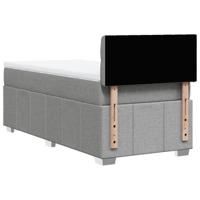 Boxspring met matras stof lichtgrijs 90x200 cm - thumbnail