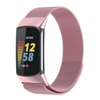 By Qubix - Milanese bandje - Rosé roze - Compatible met Compatible met Fitbit Charge 5 - Compatible fitbit bandje - thumbnail