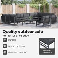 Tuinbankenset met kussen 12 pcs Zwart Staal - thumbnail