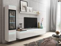 Tv-meubel set VITTORIO 4 deuren hoogglans wit met verlichting - thumbnail