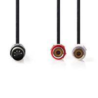DIN-Audiokabel | DIN 5-Pins Male - 2x RCA Female | 0,2 m | Zwart - thumbnail
