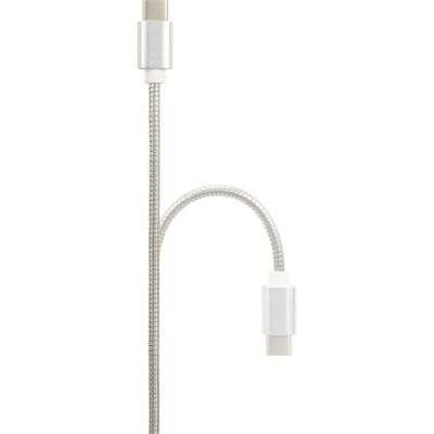 Renkforce USB-kabel USB 2.0 USB-A stekker, USB-C stekker 0.50 m Zilver Kabelmantel van RVS RF-4888674