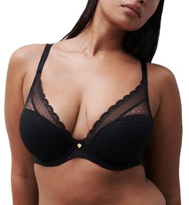 - Beugel Plunge BH - Norah Chic - Kanten beugel bh met goede ondersteuning - Stevige zwarte bh met uitneembare pads - Decollete bh