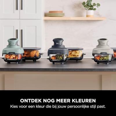 Ninja CRISPi Enkel 3,8 l 1700 W Heteluchtfriteuse Blauw, Grijs, Transparant