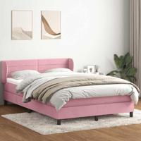 Boxspring met matras fluweel roze 160x220 cm - thumbnail
