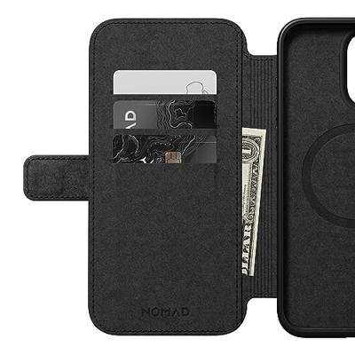 Nomad Modern Horween lederen folio iPhone 15 Pro Max - Black