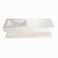 MONDIAZ ALAN-DLUX 120cm planchet Ostra. Vrijhangende wastafel CLOUD links 1 kraangat, kleur Ostra. - thumbnail