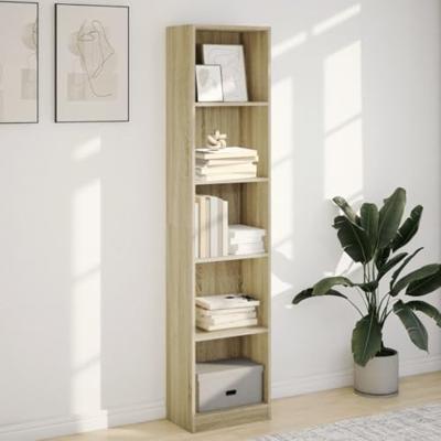 Boekenkast 40x24x176 cm bewerkt hout sonoma eikenkleurig