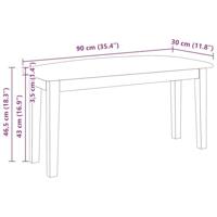 Bank 90 cm massief hout rubber wit - thumbnail