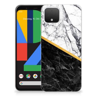 Google Pixel 4 | TPU | Siliconen hoesje | Marmer Wit Zwart - Origineel Cadeau Man