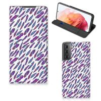 Samsung Galaxy S21 | Hoesje met Magneet | Feathers Color - thumbnail
