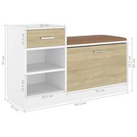 VidaXL Schoenenbank 94,5x31x57 cm bewerkt hout wit sonoma eikenkleurig - thumbnail