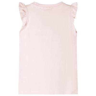 Kindershirt met ruches aan de mouwen glitterprint 140 zachtroze Kindershirt met ruches aan de mouwen glitterprint 140 zachtroze