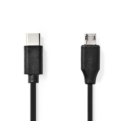 USB 2.0-Kabel | Type-C Male - Micro-B Male | 1,0 m | Zwart