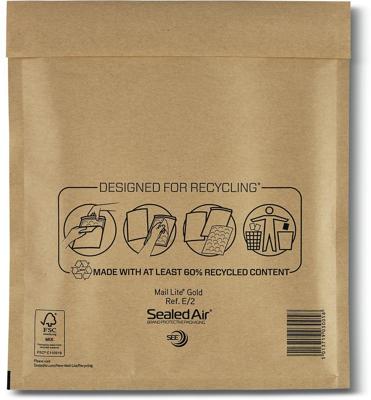 Mail Lite luchtkussenenveloppen, goud, E/2, 220 x 260 mm, doos van 200 stuks
