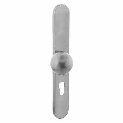 Intersteel Knop linkswijzend op XL schild profielcilindergat 72 mm - RVS