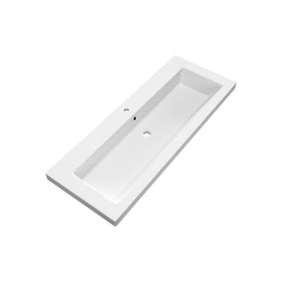 Brauer Solar Medium Wastafel - 120 cm - met 1 Spoelbak en 1 Kraangat - Mineraalmarmer Mat Wit