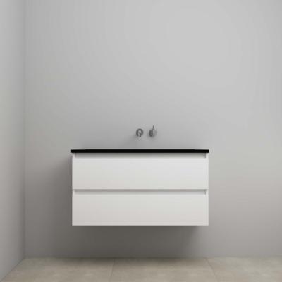 On-Line Onderkast - 100 cm - Voorgemonteerd - Ladestructuur - Acryl Wastafel - zonder Kraangat - Hoogglans Wit