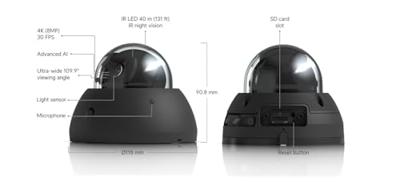 Ubiquiti AI Turret IP Security Camera PoE+ 8MP 1.8mm Outdoor IP66 Black