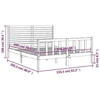 Bedframe met hoofdbord massief hout - thumbnail