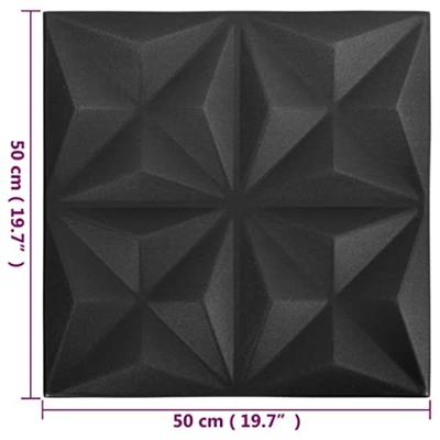12 st Wandpanelen 3D 3 m 50x50 cm origamizwart