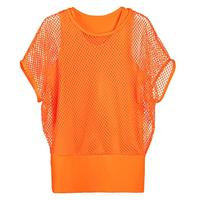 Oranje T-shirt Met Visnet Top - thumbnail