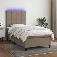Boxspring met matras en LED stof taupe 80x200 cm - thumbnail