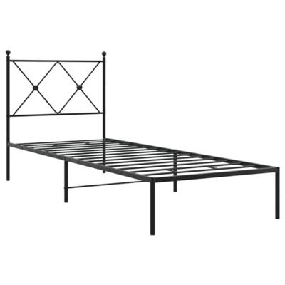Bedframe met hoofdbord metaal zwart 80x200 cm