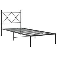 Bedframe met hoofdbord metaal zwart 80x200 cm - thumbnail