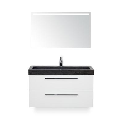 Seville Badmeubelset 100 cm - Wit Hoogglans - Wastafel Lucca 1 kraangat - met Sence Spiegel