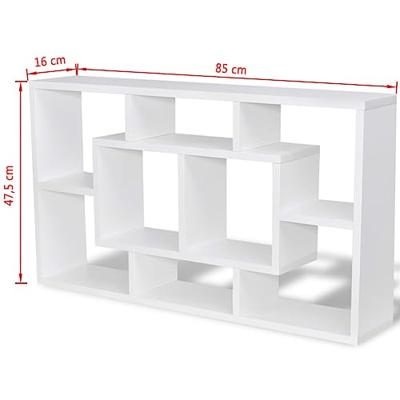 VidaXL Wandschap zwevend 8 vakken wit